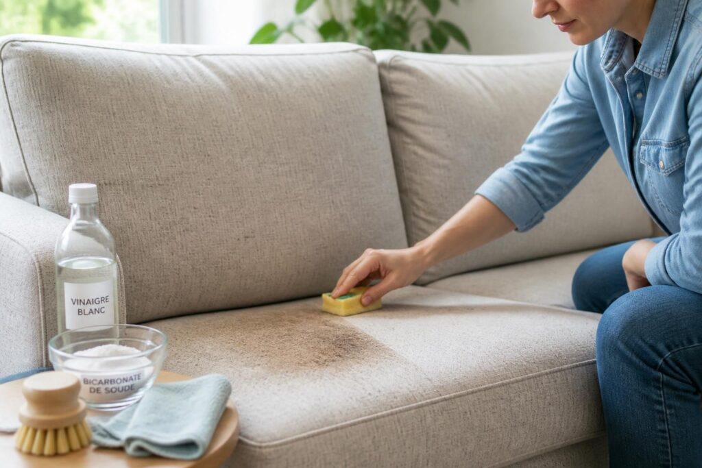 découvrez les astuces efficaces pour nettoyer votre canapé en tissu et éliminer toutes les taches facilement, afin de lui redonner un aspect propre et frais.