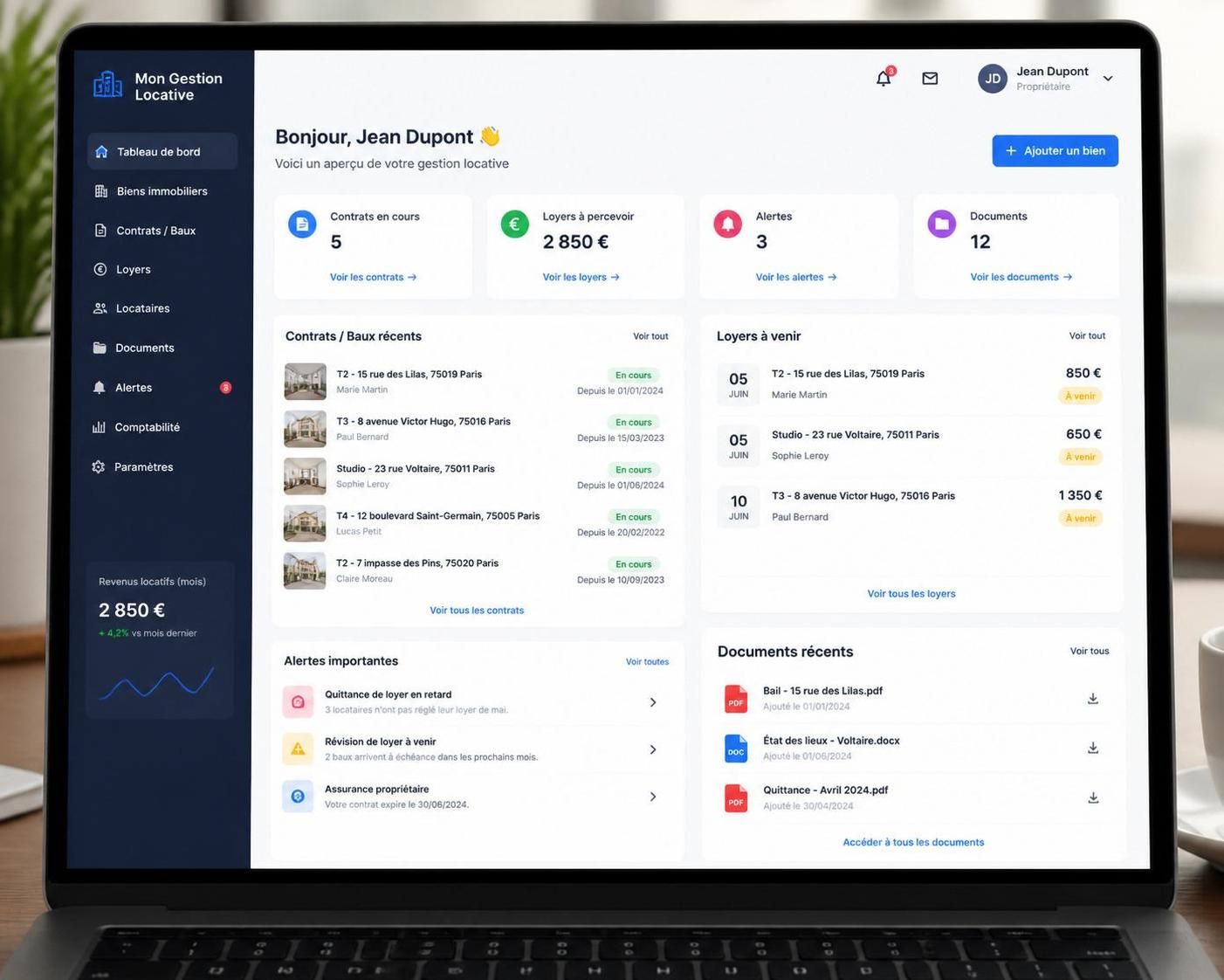 rentila est l'outil essentiel pour gérer facilement et efficacement toutes vos locations immobilières, de la gestion des loyers à la communication avec vos locataires.