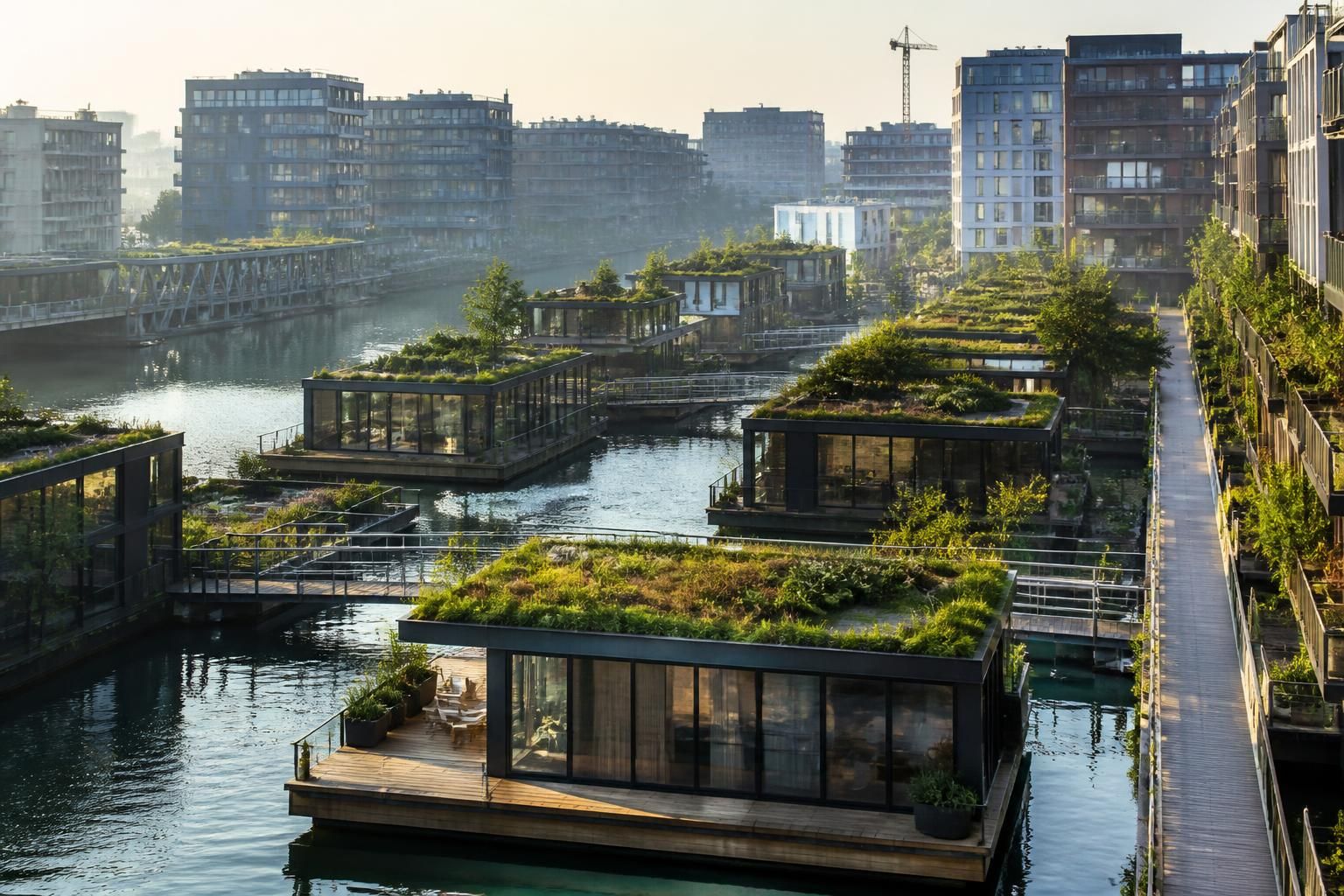 découvrez comment l'architecture innovante des bâtiments flottants transforme nos villes en harmonie avec l'eau, alliant durabilité et modernité.