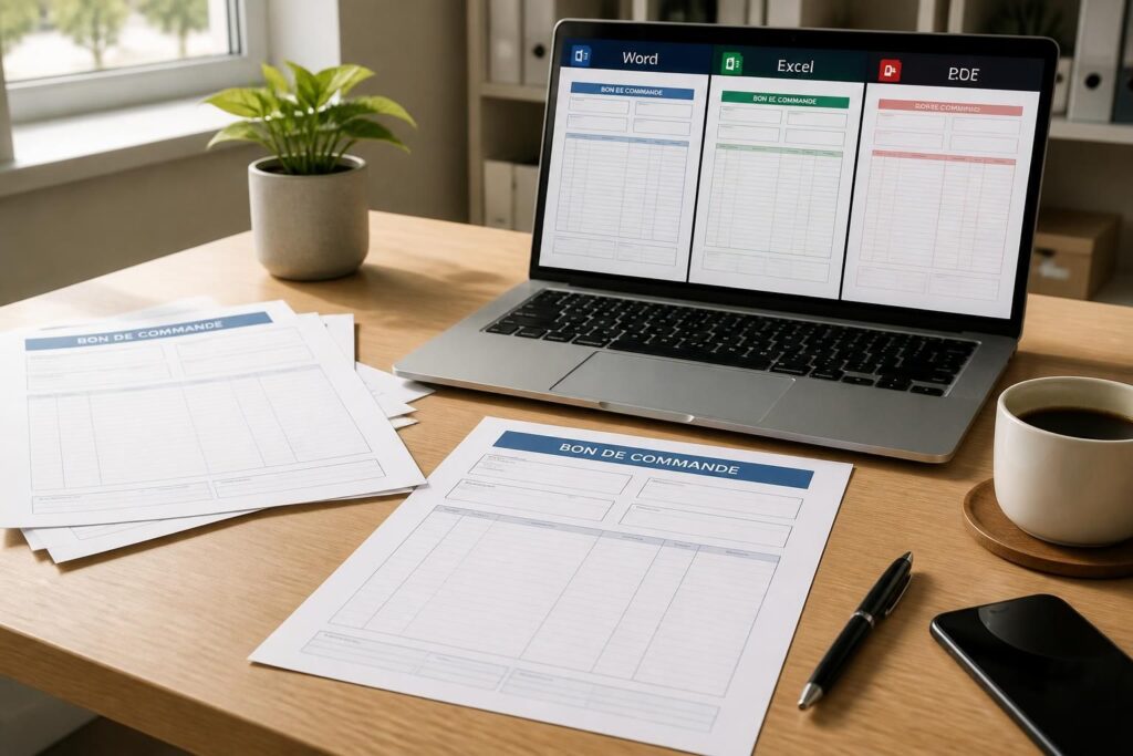 téléchargez ou imprimez gratuitement un bon de commande vierge au format pdf, word ou excel, facile à remplir pour vos besoins professionnels ou personnels.