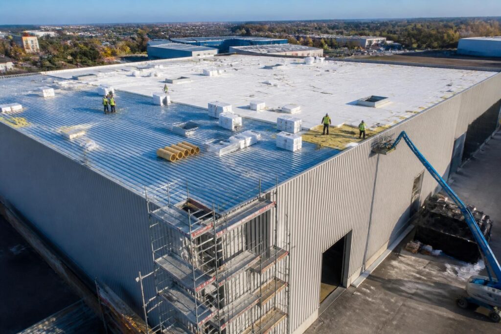 découvrez nos solutions d'isolation et d'entretien de toiture adaptées aux bâtiments industriels pour assurer durabilité, performance énergétique et protection optimale.